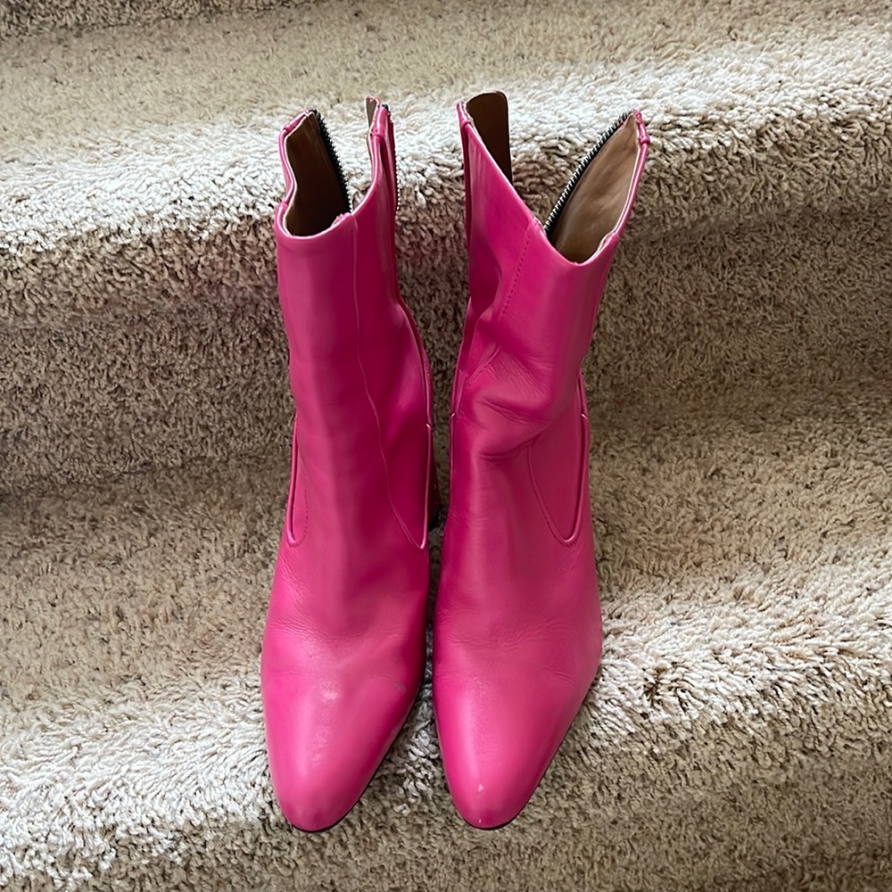 Pink retro leather ankle boots from Zara size 37 (6.5 US)